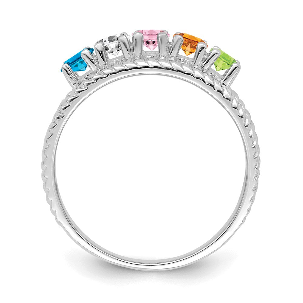 14k White Gold Synthetic Family Jewelry Ring