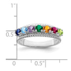 14k White Gold Synthetic Family Jewelry Ring