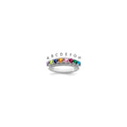 14k White Gold Synthetic Family Jewelry Ring