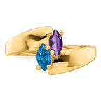 14k Personalized 2-Name Genuine 2 Stone Couple's Ring