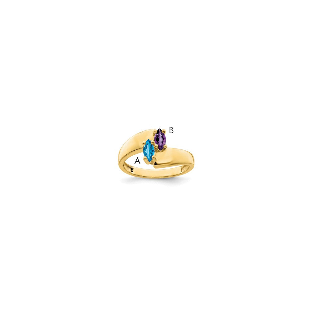 14k Personalized 2-Name Genuine 2 Stone Couple's Ring