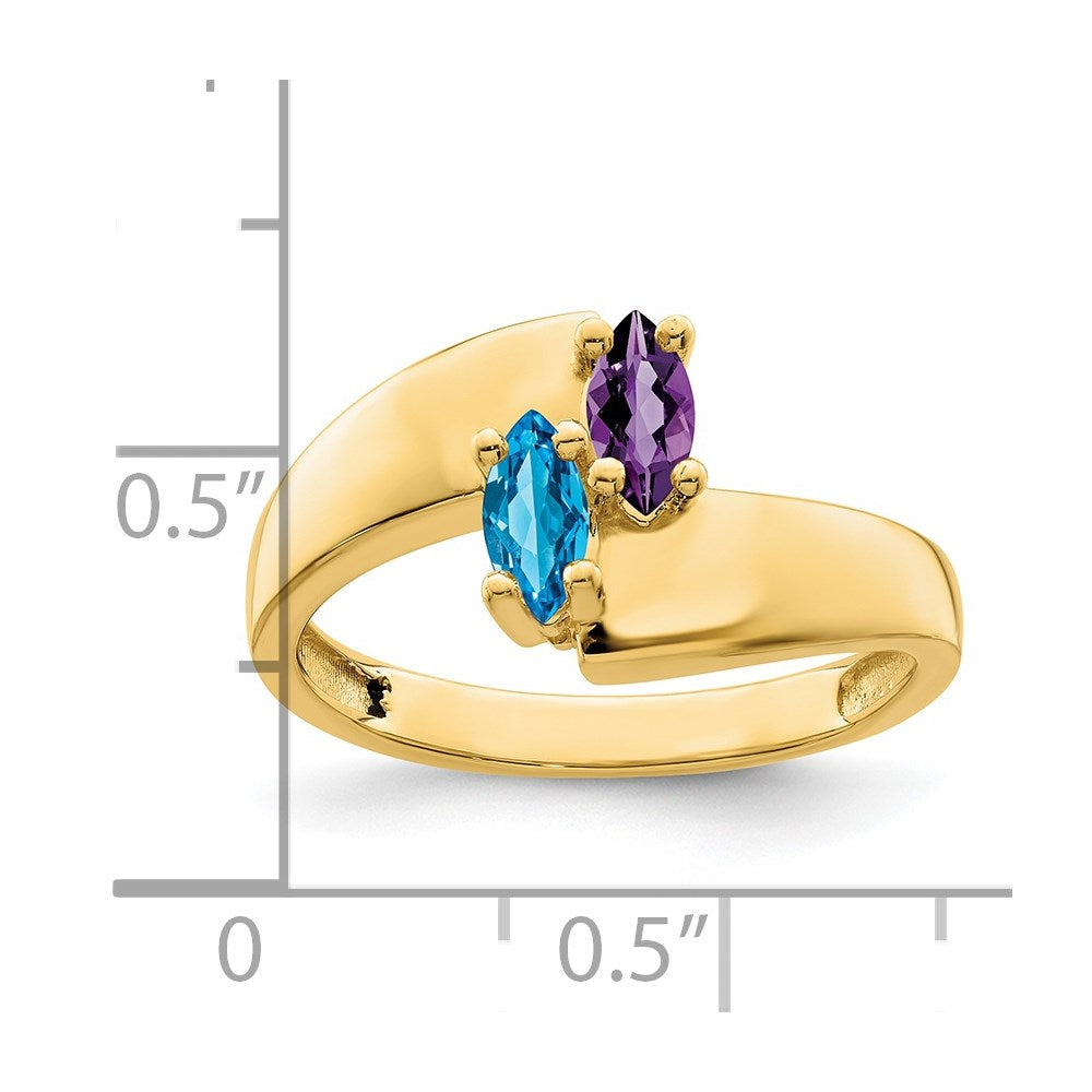 14k Personalized 2-Name Genuine 2 Stone Couple's Ring