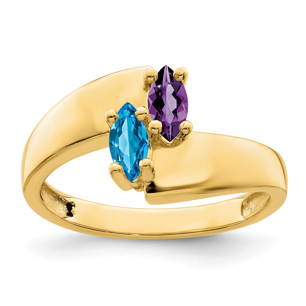 14k Personalized 2-Name Genuine 2 Stone Couple's Ring