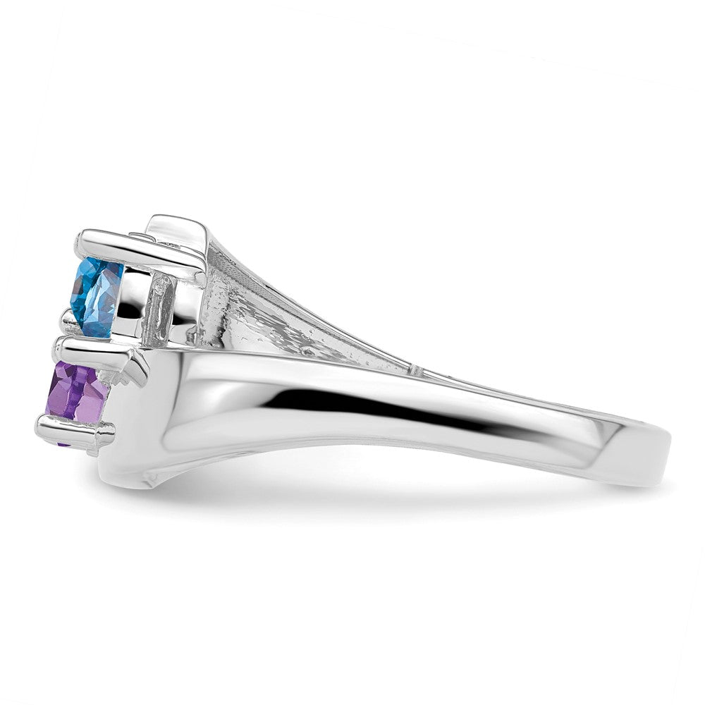 14k White Gold Personalized 2-Name Genuine 2 Stone Couple's Ring