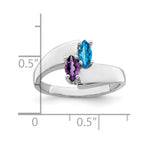 Sterling Silver Rh-plated Personalized 2-Name Synthetic 2 Stone Couple's Ri