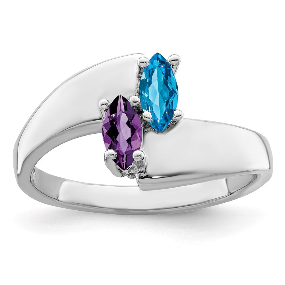 14k White Gold Synthetic Family Jewelry Ring