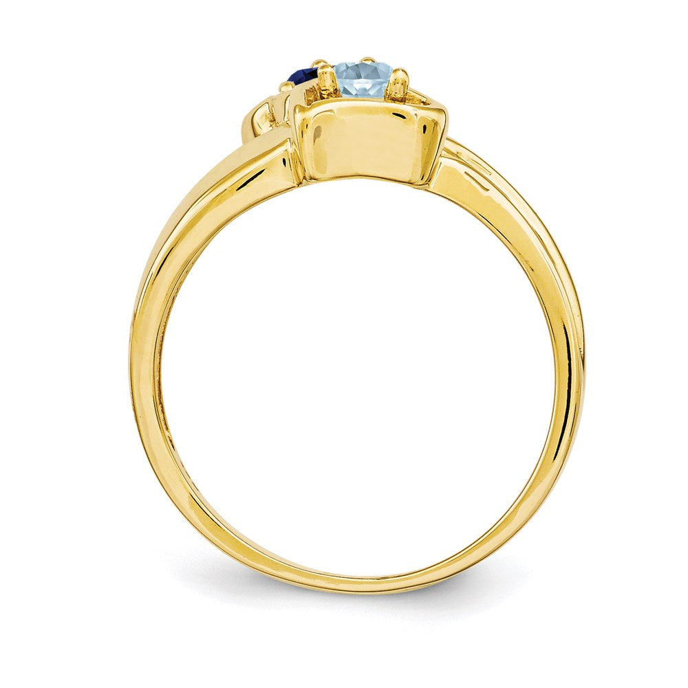 14k Personalized 2-Name Diamond and Genuine 2 Stone Couple's Ring