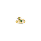 14k Personalized 2-Name Diamond and Genuine 2 Stone Couple's Ring