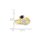 14k Personalized 2-Name Diamond and Synthetic 2 Stone Couple's Ring