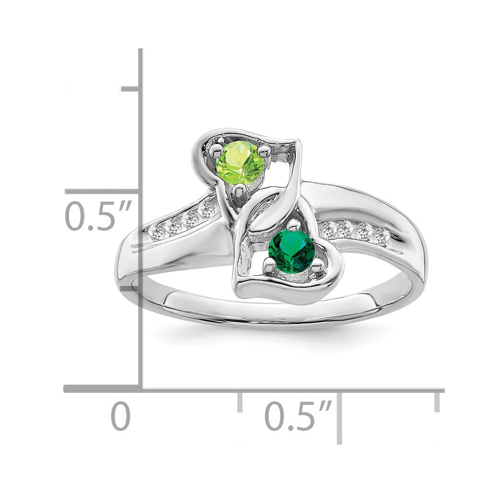 14k White Gold Synthetic Family Jewelry Ring