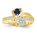 14k Personalized 2-Name Diamond and Synthetic 2 Stone Couple's Ring