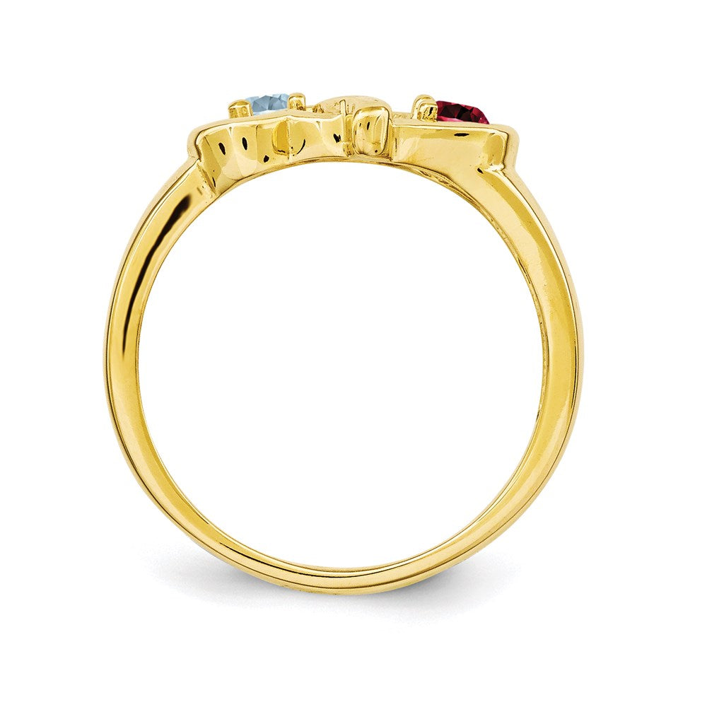 14k Personalized 2-Name Synthetic 2 Stone Couple's Ring
