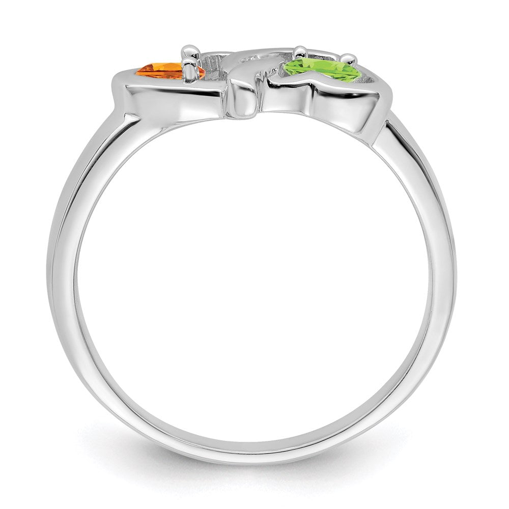 14k White Gold Personalized 2-Name Synthetic 2 Stone Couple's Ring
