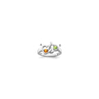 Sterling Silver Rh-plated Personalized 2-Name Synthetic 2 Stone Couple's Ri