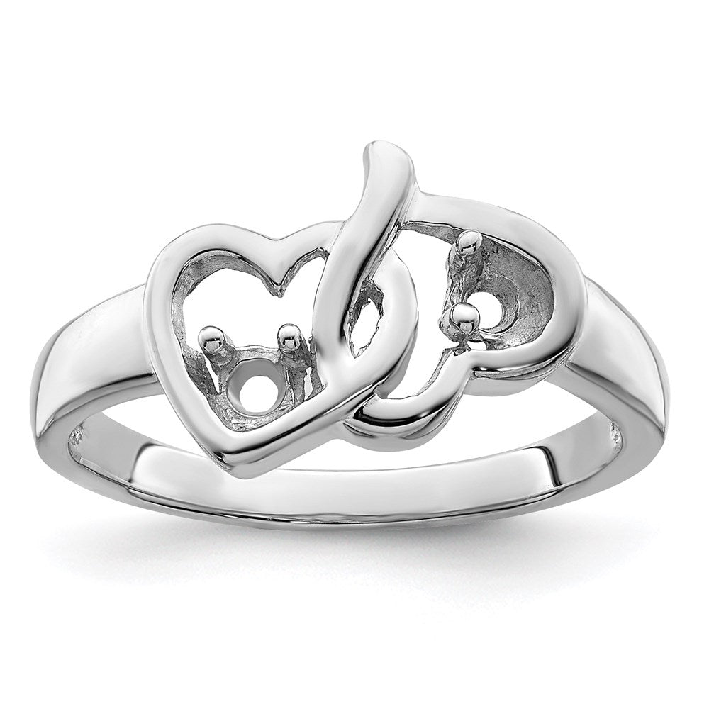 Sterling Silver Rh-plated Personalized 2-Name Synthetic 2 Stone Couple's Ri