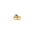 14k Personalized 2-Name Diamond and Genuine 2 Stone Couple's Ring