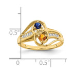 14k Personalized 2-Name Diamond and Genuine 2 Stone Couple's Ring