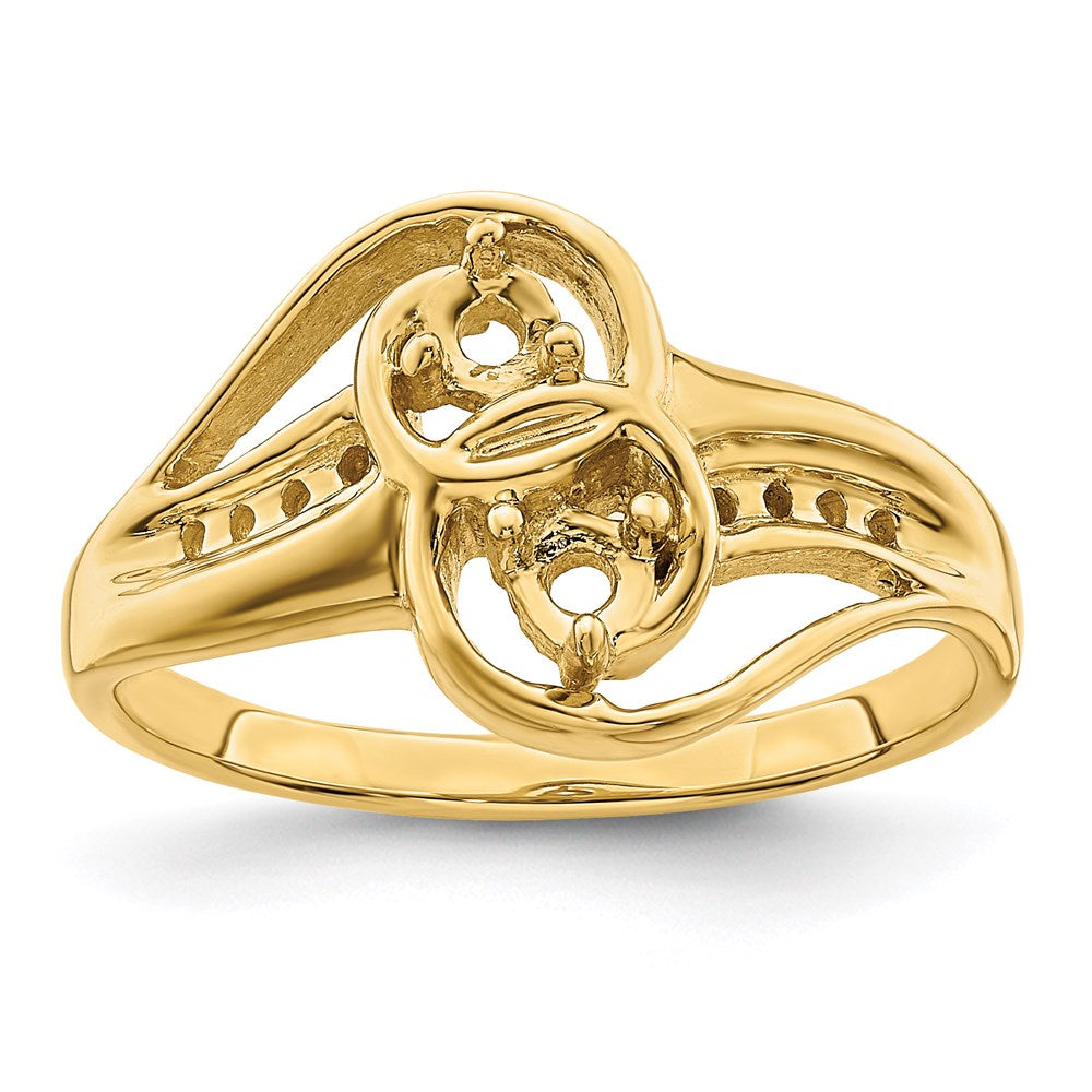 14k Personalized 2-Name Diamond and Synthetic 2 Stone Couple's Ring