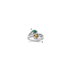 14KW Personalized 2-Name Diamond and Genuine 2 Stone Couple's Ring