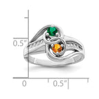Sterling Silver Rhodium-plated Imitation and Diamond Couple Ring