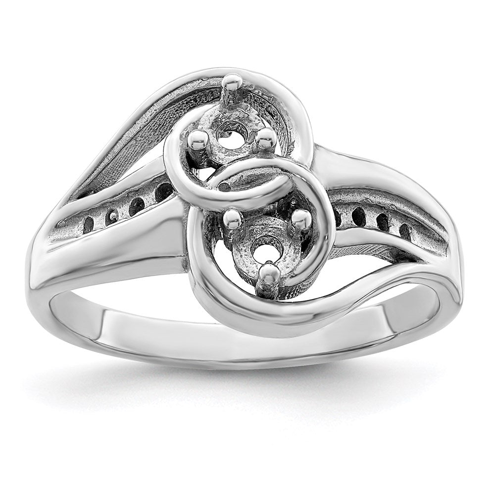 SS Rh-plated Personalized 2-Name Diamond and Synthetic 2 Stone Couple's Rin