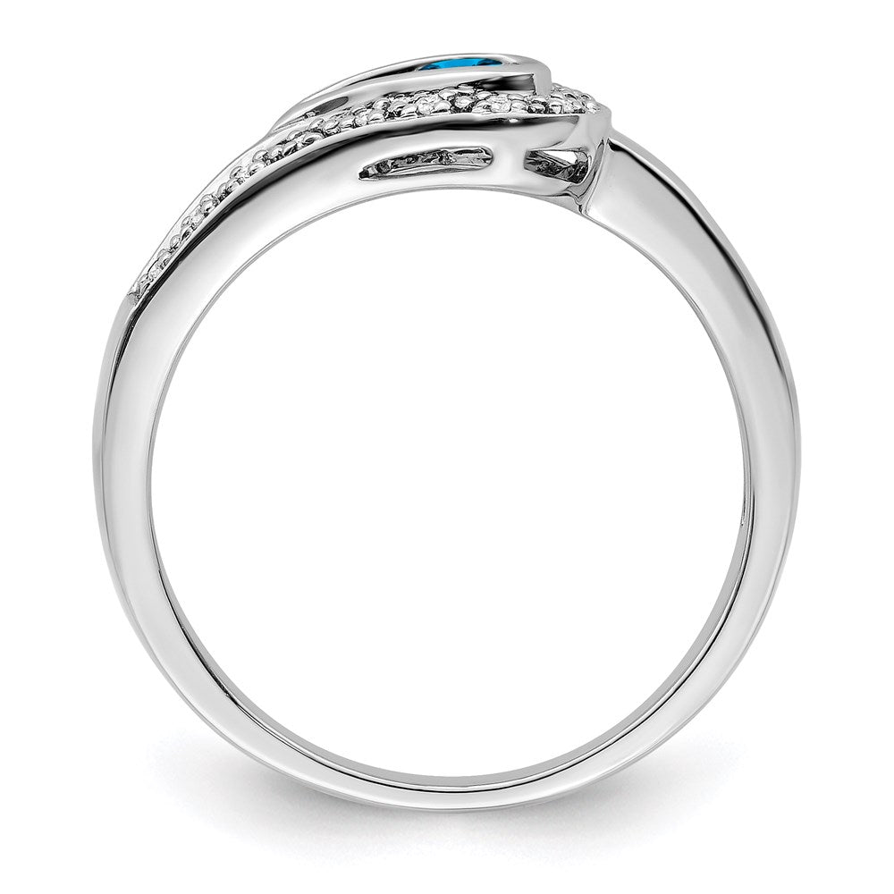14K White Gold Family Jewelry Genuine Stone & Diamond Set Ring