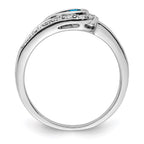 14K White Gold Family Jewelry Synthetic Stone & Diamond Set Ring