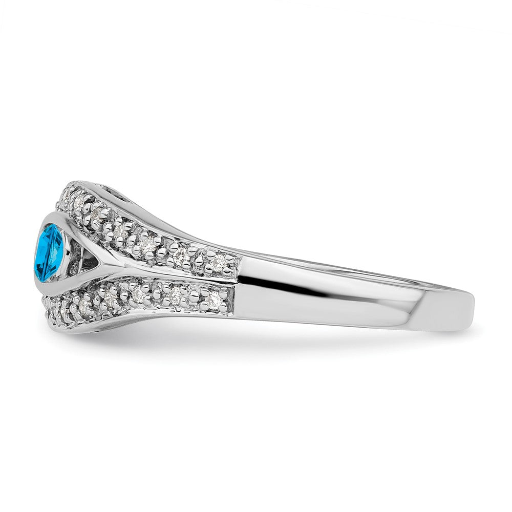 14K White Gold Family Jewelry Genuine Stone & Diamond Set Ring