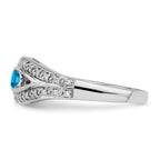 14K White Gold Family Jewelry Genuine Stone & Diamond Set Ring
