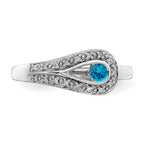14K White Gold Family Jewelry Genuine Stone & Diamond Set Ring