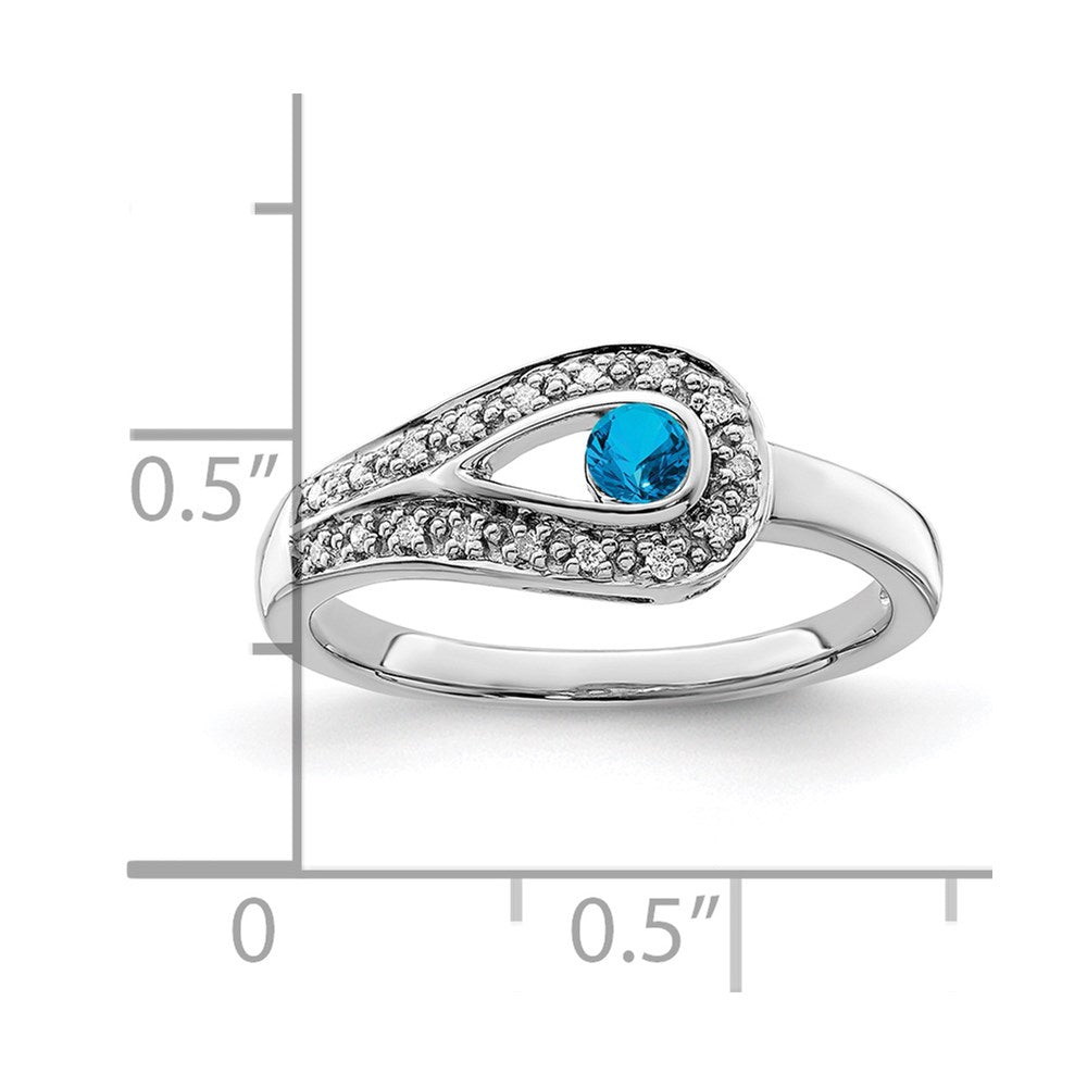 14K White Gold Family Jewelry Genuine Stone & Diamond Set Ring