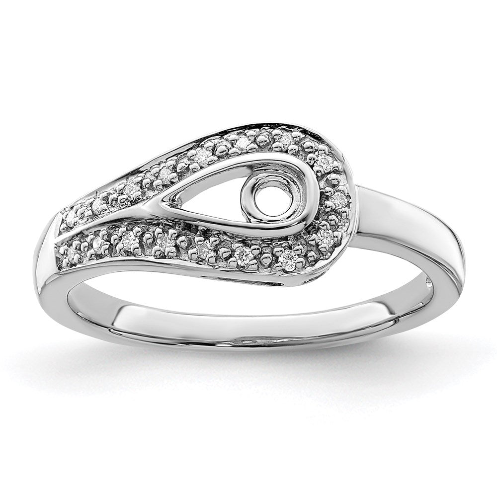 14K White Gold Family Jewelry Genuine Stone & Diamond Set Ring