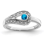 14K White Gold Family Jewelry Synthetic Stone & Diamond Set Ring