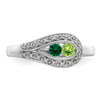 14K White Gold Family Jewelry Synthetic Stone & Diamond Set Ring