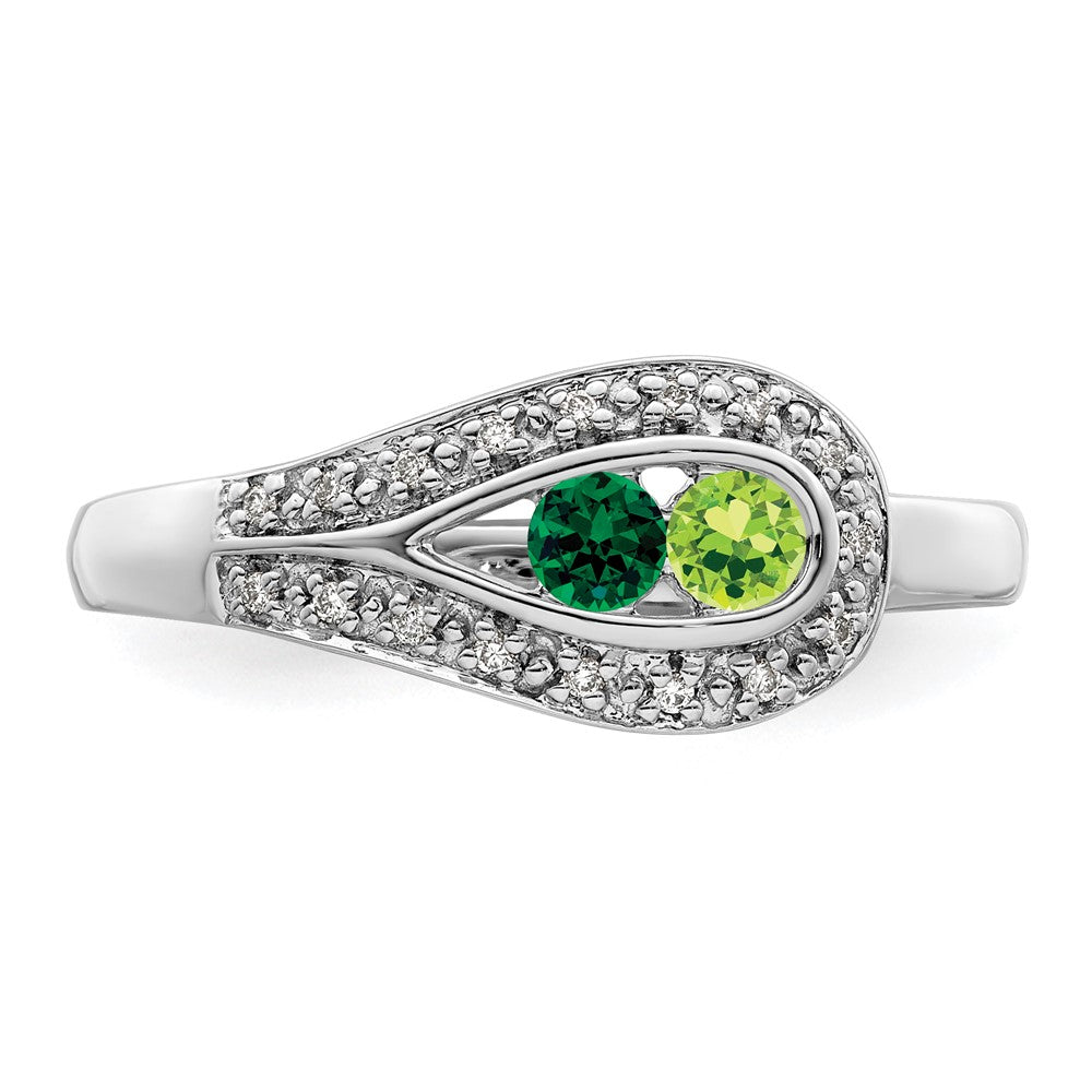14K White Gold Family Jewelry Genuine Stone & Diamond Set Ring