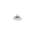14K White Gold Family Jewelry Genuine Stone & Diamond Set Ring