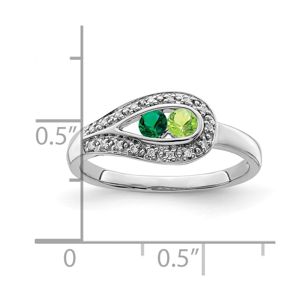 14K White Gold Family Jewelry Genuine Stone & Diamond Set Ring