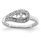 14K White Gold Family Jewelry Genuine Stone & Diamond Set Ring