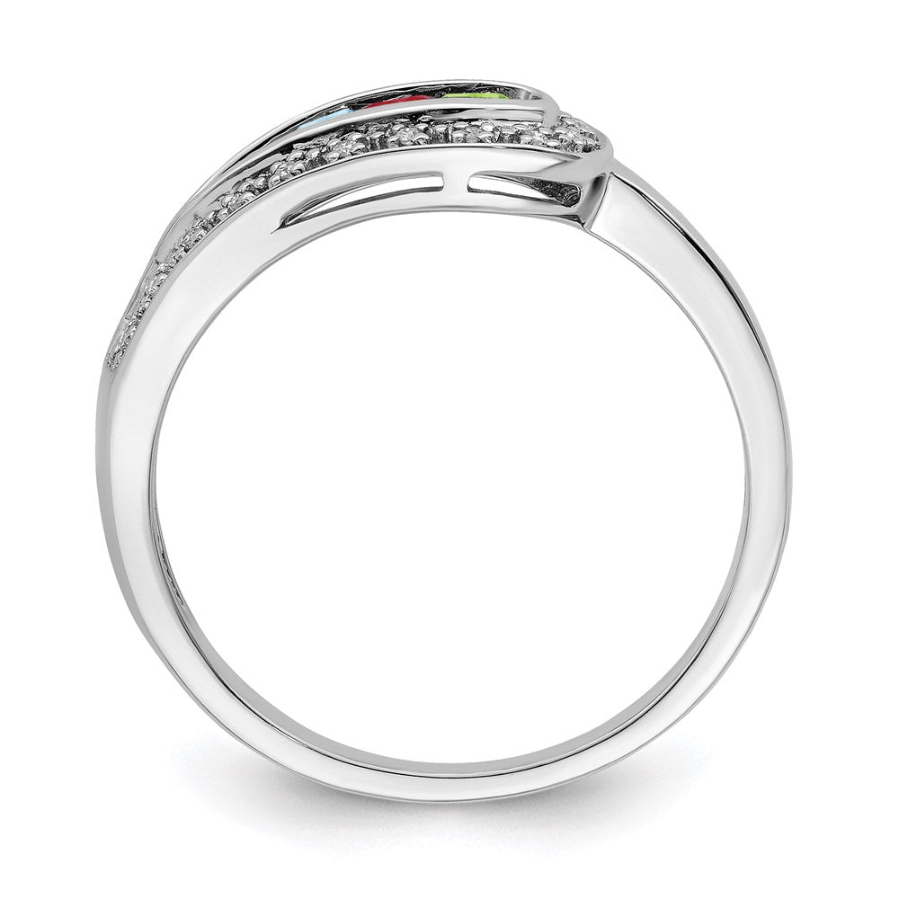 14K White Gold Family Jewelry Synthetic Stone & Diamond Set Ring