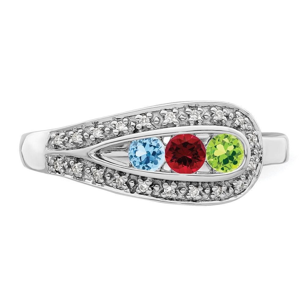 14K White Gold Family Jewelry Diamond Semi-Set Ring