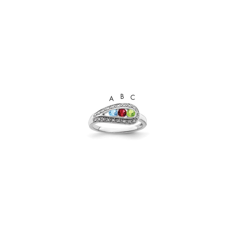 14K White Gold Family Jewelry Genuine Stone & Diamond Set Ring