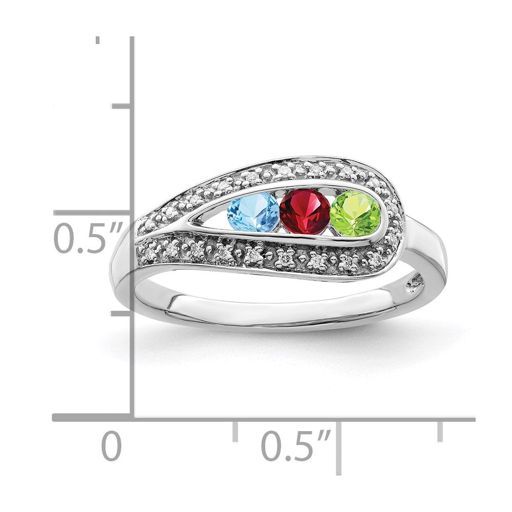 14K White Gold Family Jewelry Diamond Semi-Set Ring