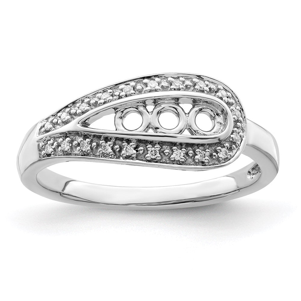 14K White Gold Family Jewelry Synthetic Stone & Diamond Set Ring