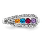 14K White Gold Family Jewelry Synthetic Stone & Diamond Set Ring