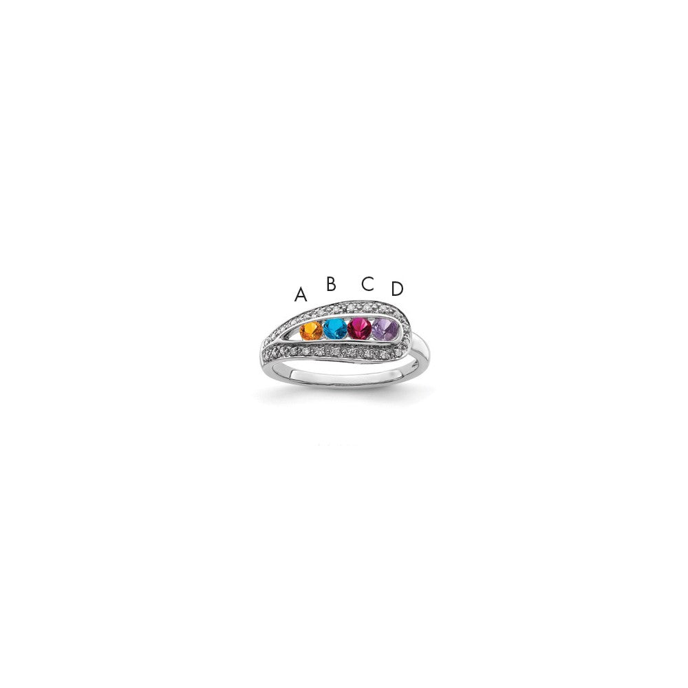 14K White Gold Family Jewelry Genuine Stone & Diamond Set Ring