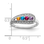 14K White Gold Family Jewelry Synthetic Stone & Diamond Set Ring