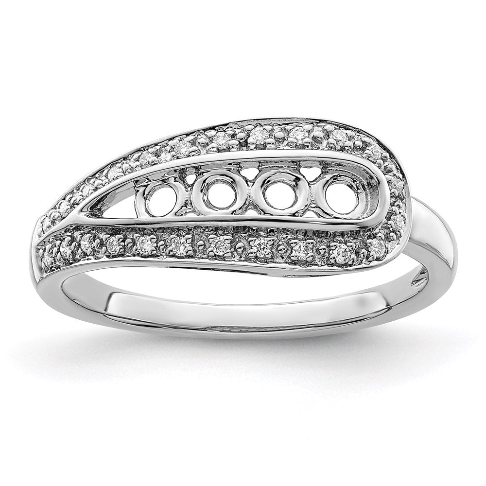 14K White Gold Family Jewelry Genuine Stone & Diamond Set Ring