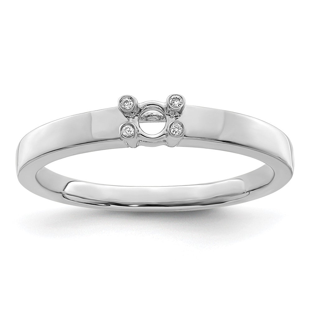 14K White Gold Family Jewelry Synthetic Stone & Diamond Set Ring