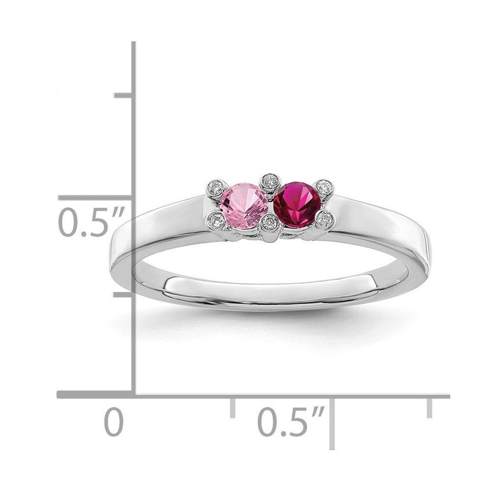 14K White Gold Family Jewelry Synthetic Stone & Diamond Set Ring
