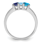 14K White Gold Family Jewelry Synthetic Stone & Diamond Set Ring
